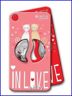 Niue 2013 2x $1 Cats In Love 2x 1 Oz Silver Proof Coin Set with Blister