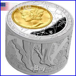 Niue 2013 50$ Fortuna Redux Mercury First Cylinder Shape 6oz Proof Silver Coin