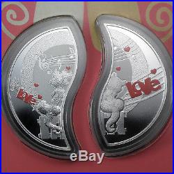 Niue 2013 Proof Silver $1 In Love Set of 2 Coins