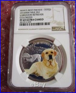 Niue 2014 1$ Mans Best Friends Dogs Labrador Retriever NGC PF69.999 Silver coin