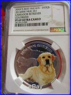 Niue 2014 1$ Mans Best Friends Dogs Labrador Retriever NGC PF69.999 Silver coin