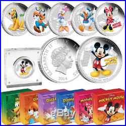 Niue 2014 $2 Disney Mickey & Friends 1 Oz Silver Proof 6 Coin Set