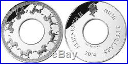 Niue 2014 2$ Year of The Horse Rotating Coin 2 Oz Limited Silver Coin