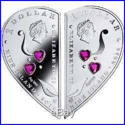 Niue 2014 2x1$ Always with You Love Heart 2x 1/2oz Proof Silver Coin Set