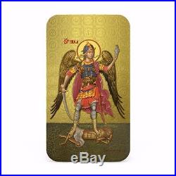 Niue 2015 $2 Icon Orthodox Shrines Archangel Michael 1 Oz Silver Coin Gilded