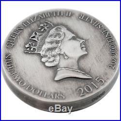 Niue 2015 2$ KING CNUT Vikings Gods Kings Warrior 2oz Antique finish Silver Coin