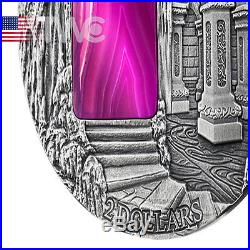 Niue 2015 2$ Mysteries of Hogwarts Crystal Art 2 oz Antique Finish Silver Coin