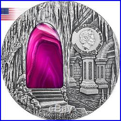 Niue 2015 2$ Mysteries of Hogwarts Crystal Art 2 oz Antique Finish Silver Coin