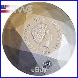 Niue 2016 2$ Silver Diamond 3D Shape Antique Finish Silver Coin