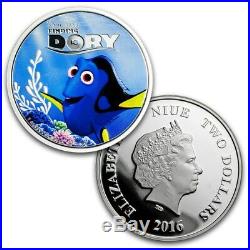 Niue -2016 Silver $2 Proof Coin- 1 OZ DisneyPixar Finding Dory Coin Set
