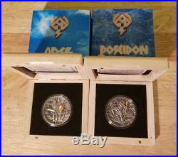 Niue 2017 Ares God of War and 2018 Poseidon 2 Oz High Relief Coins