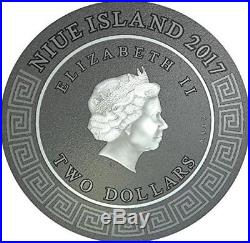 Niue 2018 2 Oz Silver $2 POSEIDON, GREEK GOD OF OCEANS Ultra High Relief Coin
