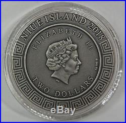 Niue 2018 $2 POSEIDON GREEK GOD OF OCEANS Ultra High Relief 2 oz Silver Coin