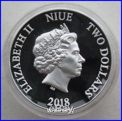 Niue 2018 French Bulldog 2oz Silver Coin 2 Dollars COA Box
