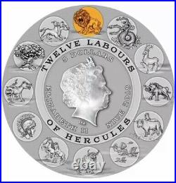 Niue 2018 Nemean Lion TWELVE LABOURS OF HERCULES 2 Oz $5 Silver Coin