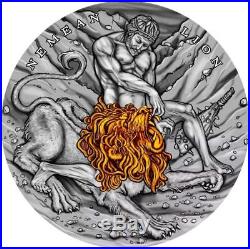 Niue 2018 TWELVE LABOURS OF HERCULES Nemean Lion 2 Oz $5 Silver Coin