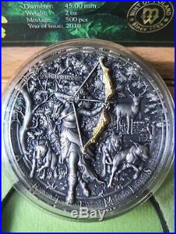 Niue 2019 2 Oz Silver Coin $5 ARTEMIS Itgoddesess Antique Finish High Relief
