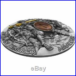 Niue 2019 $5 Amazons Woman Warrior 2 Oz Silver Antiqued coin