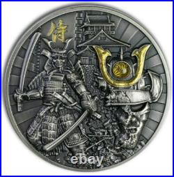Niue 2019 $5 SAMURAI WARRIORS Antique Finish 2 oz Silver Coin