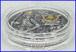 Niue 2019 Samurai Warrior High Relief Silver Coin Antiqued/Gilding/Amber