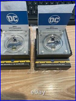Niue 2021 1 oz Silver Proof Coin- DC Comics 1989 & 1997 Batmobile Coin