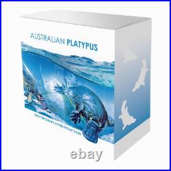 Niue 2022 Australian Platypus $1 1 Troy Oz Pure Silver Color Proof in Full OGP