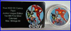 Niue 2022 DC Comics Flash Justice League Edition 1 oz Silver Color Coin with COA
