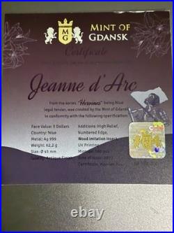 Niue 2022 Jeanne d'Arc 2 oz Antique finish 2 Oz Silver Coin HEROINES