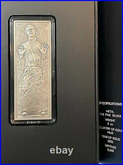Niue- 2022- Star Wars- Han SoloT in Carbonite 3 OZ Silver Proof Coin IN STOCK