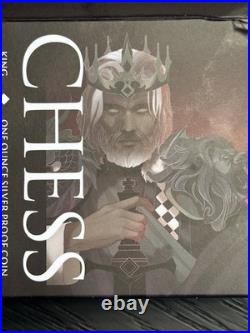 Niue 2023 Chess King Lion Dragon $1 1 Oz Pure Silver Black Proof OGP MINTAGE 999