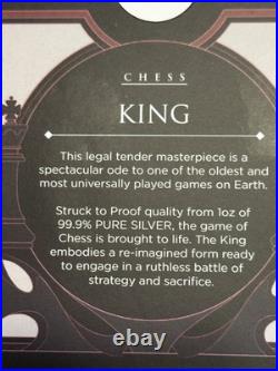 Niue 2023 Chess King Lion Dragon $1 1 Oz Pure Silver Black Proof OGP MINTAGE 999