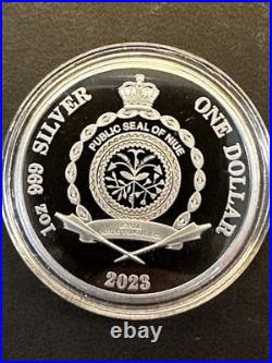 Niue 2023 Chess King Lion Dragon $1 1 Oz Pure Silver Black Proof OGP MINTAGE 999
