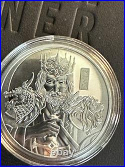 Niue 2023 Chess King Lion Dragon $1 1 Oz Pure Silver Black Proof OGP MINTAGE 999