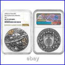 Niue 2024 $5 2-oz Don Quixote de la Mancha Silver Coin by T&S Coin NGC MS70
