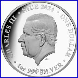 Niue 2024 BIGFOOT Sasquatch $1 1 Troy Oz Pure Silver Color Proof OGP-MINTAGE 750