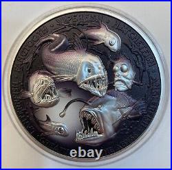 Niue 2024 CREATURES of ABYSS Deep Sea Fish $10 5 Oz Silver Black Prf-MINTAGE 350