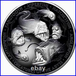 Niue 2024 CREATURES of ABYSS Deep Sea Fish $10 5 Oz Silver Black Prf-MINTAGE 350