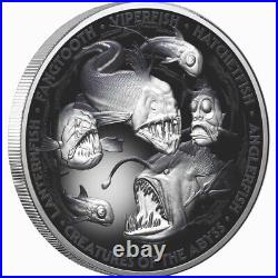 Niue 2024 CREATURES of ABYSS Deep Sea Fish $10 5 Oz Silver Black Prf-MINTAGE 350