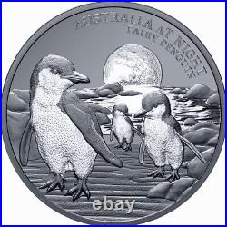 Niue 2024 FAIRY PENGUIN Australia At Night Full Moon $1 Oz Pure Silver Black OGP