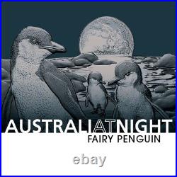 Niue 2024 FAIRY PENGUIN Australia At Night Full Moon $1 Oz Pure Silver Black OGP