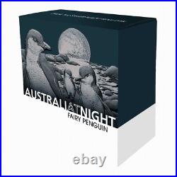 Niue 2024 FAIRY PENGUIN Australia At Night Full Moon $1 Oz Pure Silver Black OGP