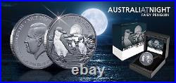 Niue 2024 FAIRY PENGUIN Australia At Night Full Moon $1 Oz Pure Silver Black OGP