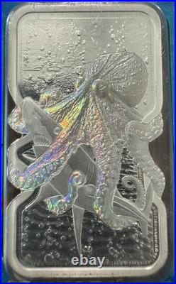 Niue 2025 $2 Nature's Grip Giant Octopus 1oz. 9999 Fine Silver Coin Bar /3500