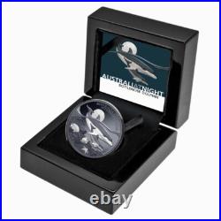 Niue 2025 BOTTLENOSE DOLPHIN Australia At Night Baby $1 Oz Silver Black Proof