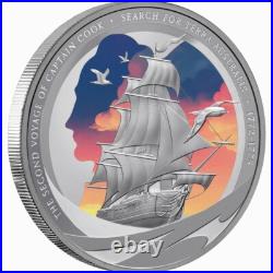 Niue 2025 CAPTAIN COOK Second Voyage TERRA AUSTRALIS Tall Ships $1 Oz Silver Prf Niue 2025 CAPTAIN COOK Second Voyage TERRA AUSTRALIS Tall Ships $1 Oz Silver Prf