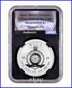 Niue 2025 Discovery Space Shuttle Flown Payload Bay Liner NGC PF70 1 oz Silver