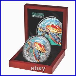Niue 2025 GREEN SEA TURTLE-Natures Window $5 2 Oz Silver Proof Color-MINTAGE 500
