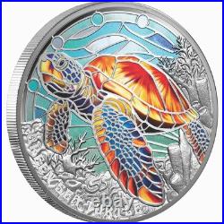 Niue 2025 GREEN SEA TURTLE-Natures Window $5 2 Oz Silver Proof Color-MINTAGE 500
