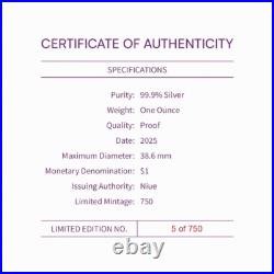 Niue 2025 Hypnotic HUMMINGBIRDS & HIBISCUS $1 1 Oz Pure Silver Prf MINTAGE 750