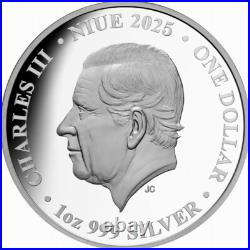 Niue 2025 Hypnotic HUMMINGBIRDS & HIBISCUS $1 1 Oz Pure Silver Prf MINTAGE 750